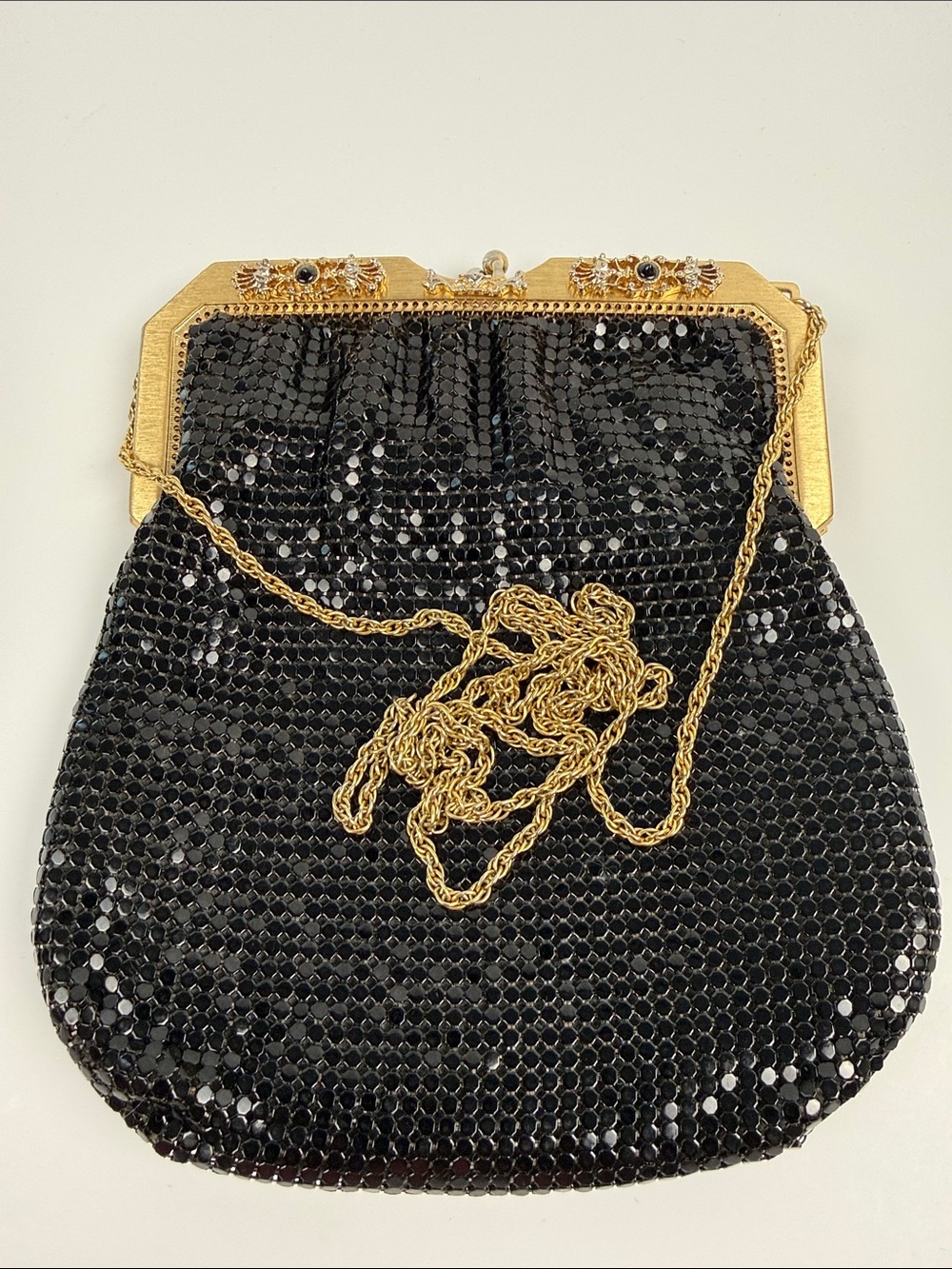 Black metallic Drawstring Dust Bag with Gold Script